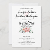 Roze Waterverf Rozen op witte achtergrond bruiloft Aankondiging (Voorkant)