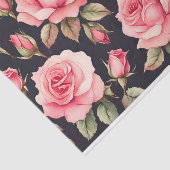 Roze Waterverf Rozen op zwarte achtergrond Tissuepapier (Detail)