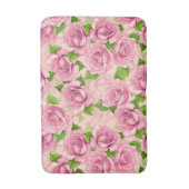 Roze waterverf rozen patroon badmat (Voorkant Verticaal)