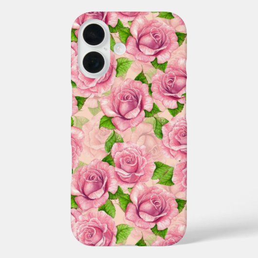 Roze waterverf rozen patroon Case-Mate iPhone case (Achterkant)