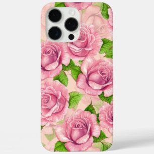 Roze waterverf rozen patroon iPhone 16 pro max hoesje