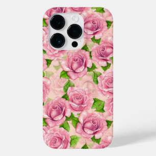 Roze waterverf rozen patroon Case-Mate iPhone 14 pro hoesje