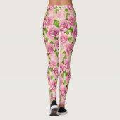 Roze waterverf rozen patroon leggings (Achterkant)