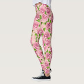 Roze waterverf rozen patroon leggings (Links)