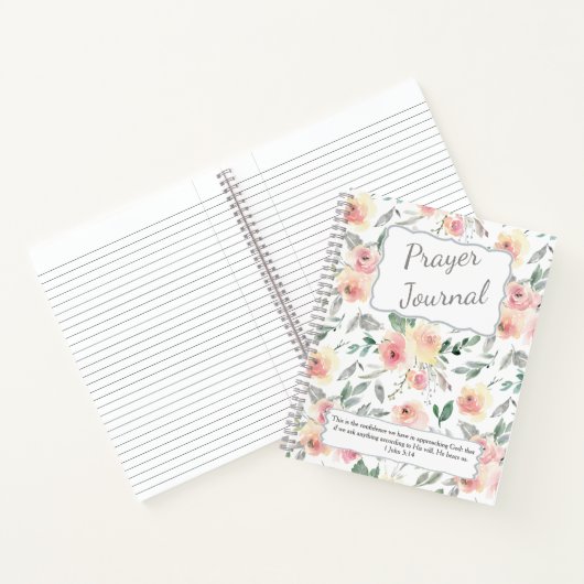 Roze Waterverf Rozen Patroon Prayer Journal Notitieboek (Binnen)