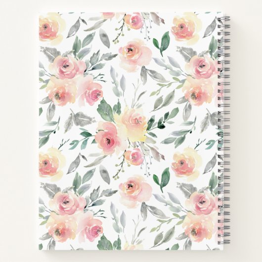 Roze Waterverf Rozen Patroon Prayer Journal Notitieboek (Achterkant)