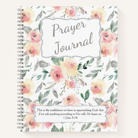 Roze Waterverf Rozen Patroon Prayer Journal Notitieboek (Voorkant)