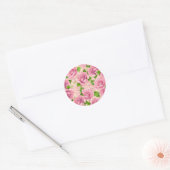 Roze waterverf rozen patroon ronde sticker (Envelop)