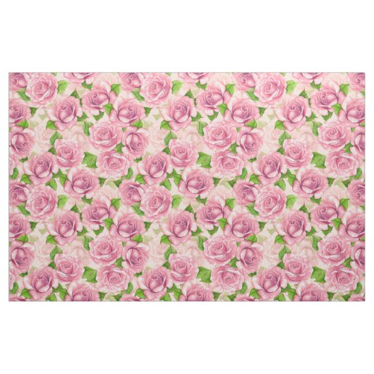Roze waterverf rozen patroon stof (Fat Quarter)