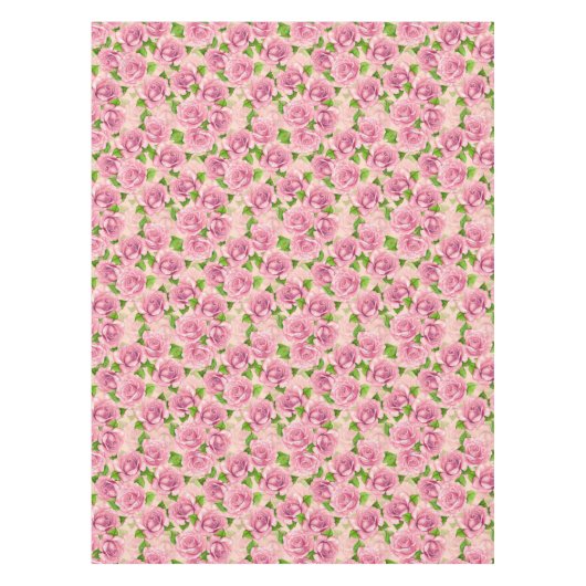Roze waterverf rozen patroon tablecloge tafelkleed (Voorkant)