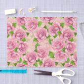 Roze waterverf rozen patroon tissuepapier (Craft)
