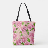 Roze waterverf rozen patroon tote bag (Achterkant)