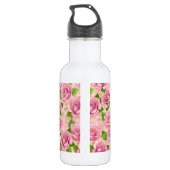 Roze waterverf rozen patroon waterfles (Achterkant)