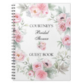 Roze Waterverf Rozen Peonies Poppies Guest Book Notitieboek (Voorkant)