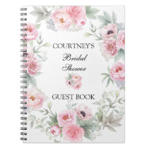 Roze Waterverf Rozen Peonies Poppies Guest Book