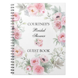 Roze Waterverf Rozen Peonies Poppies Guest Book Notitieboek