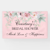 Roze Waterverf Rozen Peonies Poppies Spandoek (Horizontaal)