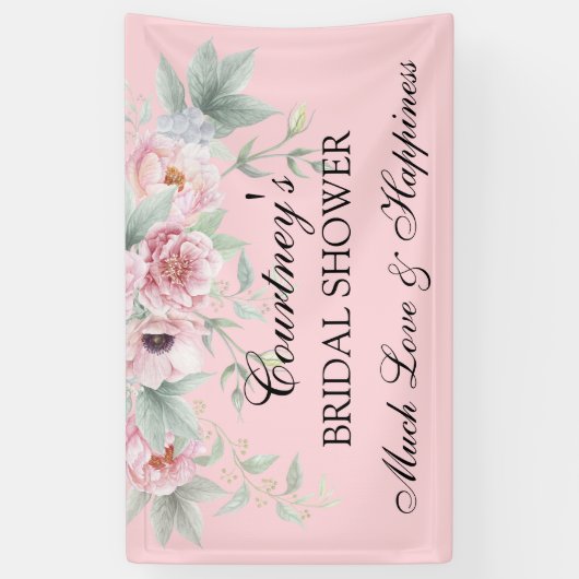 Roze Waterverf Rozen Peonies Poppies Spandoek (Verticaal)