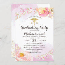 Roze Waterverf Rozen RN Nurse Graduparty