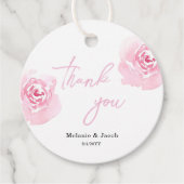Roze Waterverf Rozen Ronde pleisters Bedankjes Labels (Voorkant)