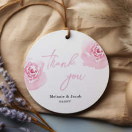 Roze Waterverf Rozen Ronde pleisters Bedankjes Labels