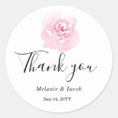 Roze Waterverf Rozen Ronde Sticker (Voorkant)