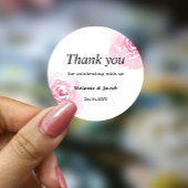 Roze Waterverf Rozen Ronde Sticker