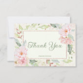 Roze Waterverf Rozen Sage Groen Vrijgezellenfeest Bedankkaart (Voorkant)