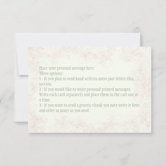 Roze Waterverf Rozen Sage Groen Vrijgezellenfeest Bedankkaart (Achterkant)