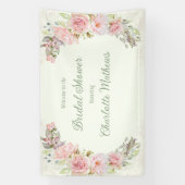 Roze Waterverf Rozen Sage Groen Vrijgezellenfeest Spandoek (Verticaal)