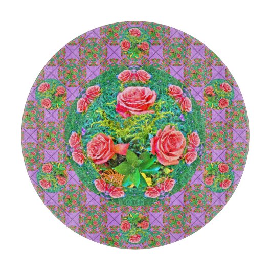 Roze Waterverf Rozen Snijplank (Voorkant)