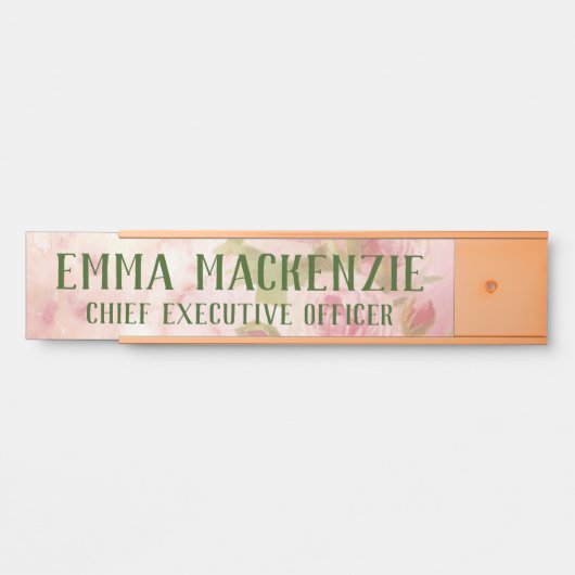 Roze Waterverf Rozen Verhangen Bord voor naam deur Deurbordje (Voorkant)