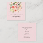 Roze Waterverf Rozen vierkant Vierkante Visitekaartje (Voorkant / Achterkant)