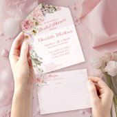 Roze Waterverf Rozen Vrijgezellenfeest All In One Uitnodiging