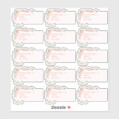 Roze Waterverf Rozen Vrijgezellenfeest Mailing Lab Sticker (Vel)