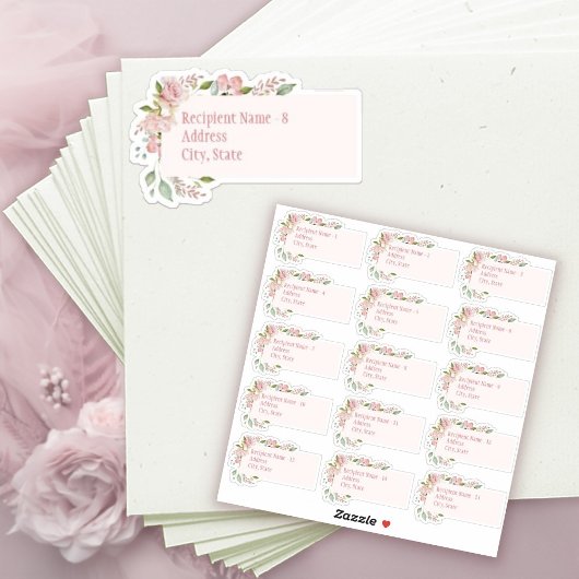 Roze Waterverf Rozen Vrijgezellenfeest Mailing Lab Sticker