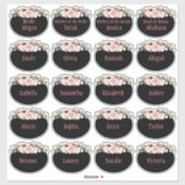 Roze Waterverf Rozen Vrijgezellenfeest Naam Tag Sticker (Vel)