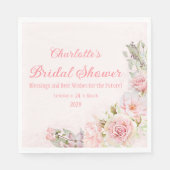 Roze Waterverf Rozen Vrijgezellenfeest Servet (Voorkant)