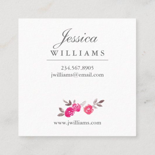 Roze Waterverf Rozen Warm Visitekaartje (Achterkant)