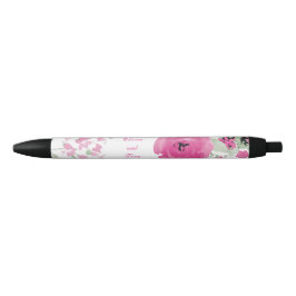  roze Waterverf Rozen Zwarte Inkt Pen