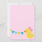 Roze Waterverf Rubber Duck 1e Verjaardagsfeestje Kaart (Achterkant)
