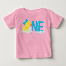 Roze Waterverf Rubber Duck ONE 1e Verjaardag Baby