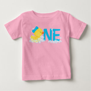 Roze Waterverf Rubber Duck ONE 1e Verjaardag Baby