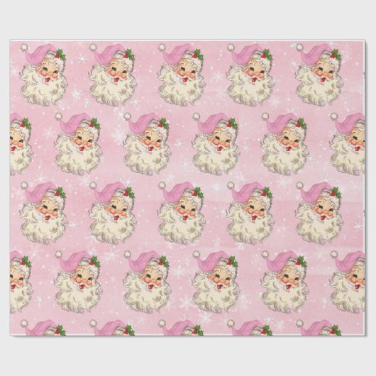  roze Waterverf Santa Retro Cadeaupapier (Vlak)