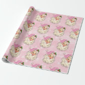  roze Waterverf Santa Retro Cadeaupapier (Uitgerold)