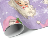 roze Waterverf Santa Retro Cadeaupapier (Rol Hoek)