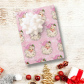  roze Waterverf Santa Retro Cadeaupapier