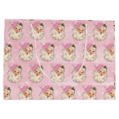 roze Waterverf Santa Retro Groot Cadeauzakje (Achterkant)