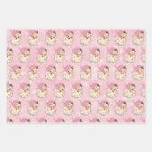 roze Waterverf Santa Retro Inpakpapier Vel (Voorkant)