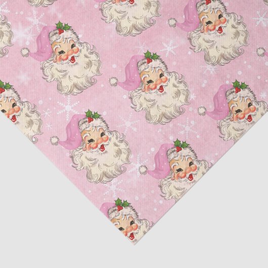  roze Waterverf Santa Retro Tissuepapier (Detail)